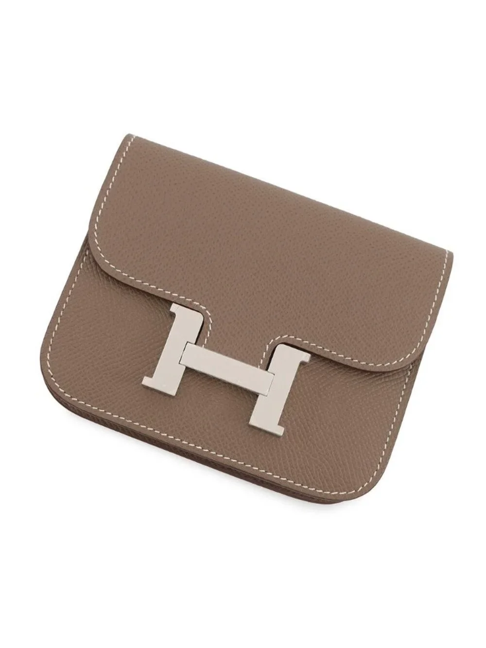 Hermes Wallet Constance Slim Etoupe Silver Epsom
